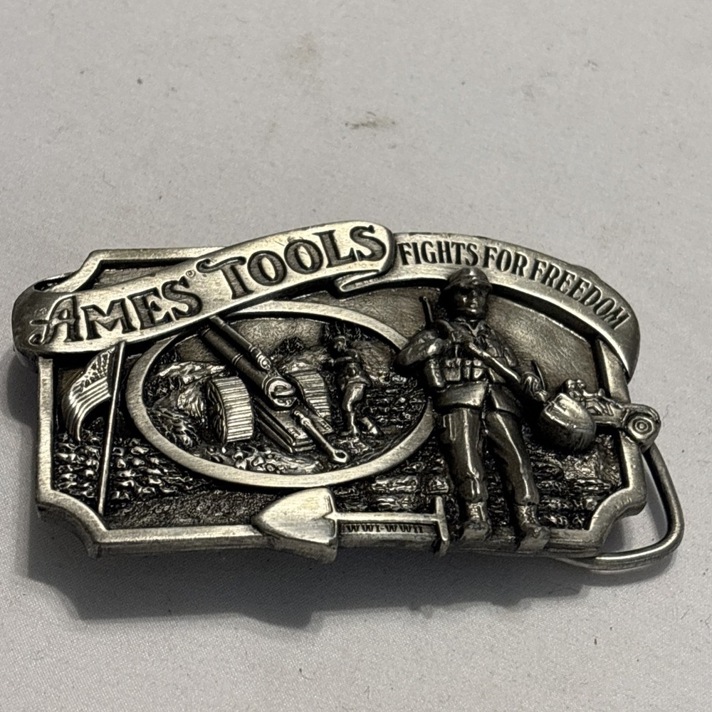 Vintage Ames Tools WWII Commemorative Belt Buckle 1984 Limited Edition